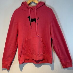 The Black Dog salmon coloured  Hoodie with traditional logo size medium
